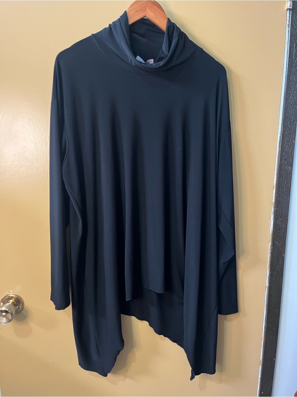 Black Draped Asymmetric Tunic Top 3X